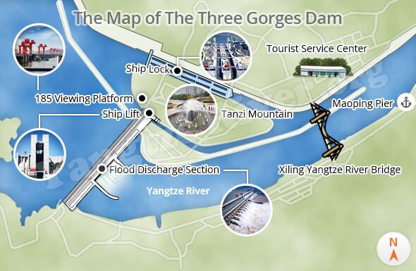 three gorges dam map